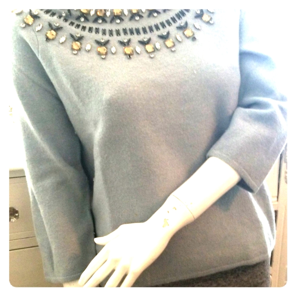 Fair Isles inspired blue gray sweater